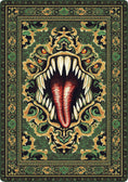 Load image into Gallery viewer, green mimic rug for game rooms, ttrpg spaces and convention booths
