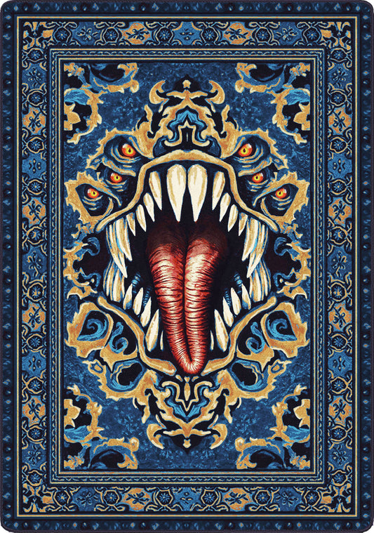 blue mimic rug for convention booths, game rooms and ttrpg spaces