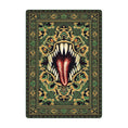 Load image into Gallery viewer, Green mimic rug with monstrous mouth design—fantasy-themed decor for game rooms and dungeon-inspired spaces
