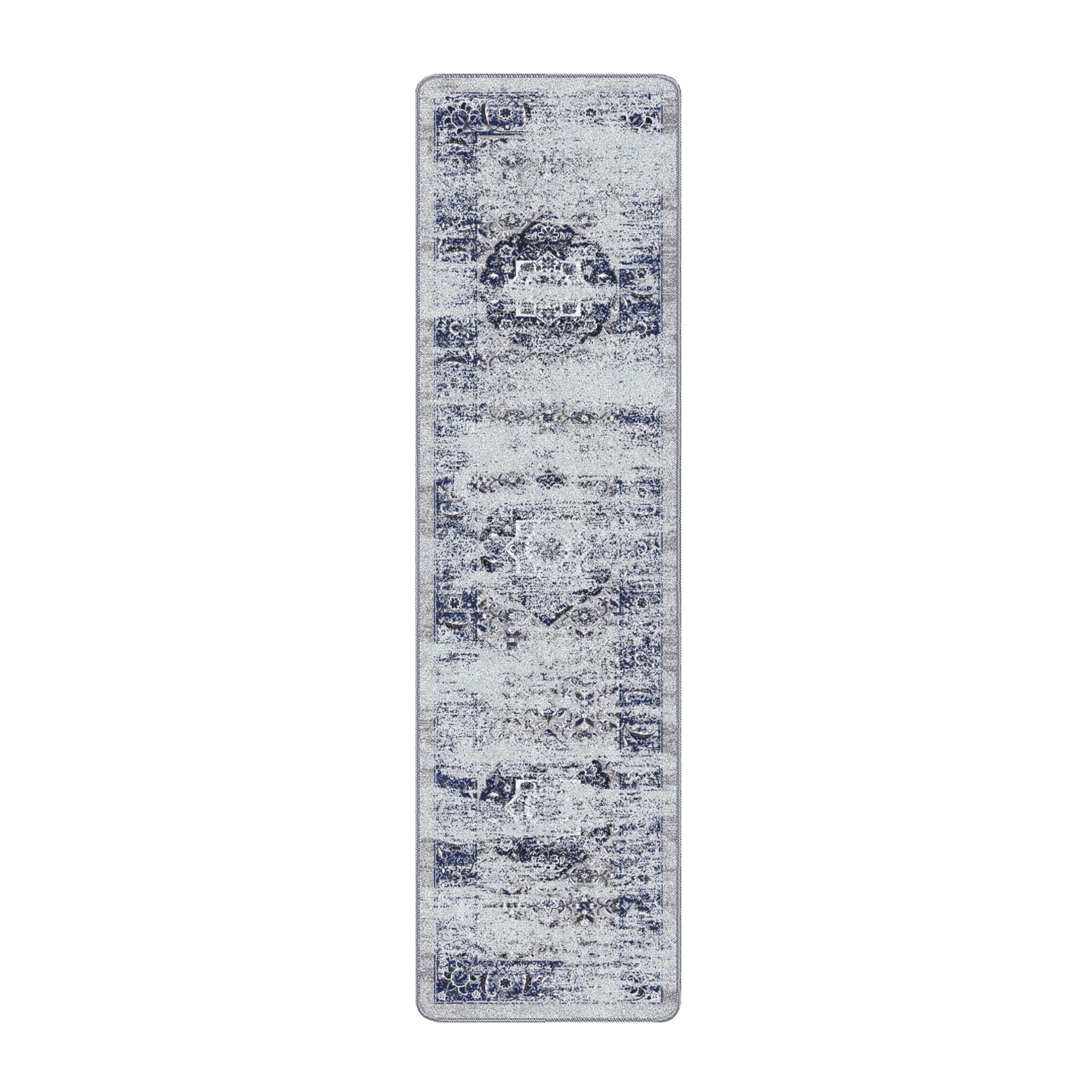 2x8 runner of The Mistrender’s Medallion rug featuring a soft, mist-toned layout with antique medallion details and a worn border

