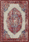 Load image into Gallery viewer, Decorative rug with intricate pattern on a beige background
