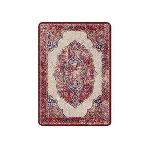 3x4 Oathforged Rug for tight spaces, showcasing bold red and parchment tones in a condensed medallion format