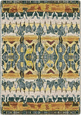 Load image into Gallery viewer, Decorative rug with geometric pattern on a plain background inspired by tribal totem barbarian a rough slahing mix of symbols and claw marks primal and feral and strong and wild
