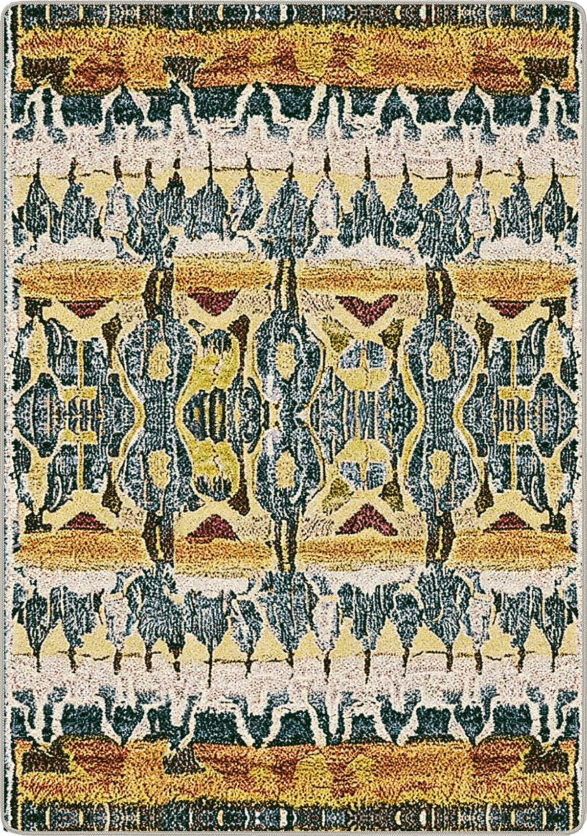 Decorative rug with geometric pattern on a plain background inspired by tribal totem barbarian a rough slahing mix of symbols and claw marks primal and feral and strong and wild
