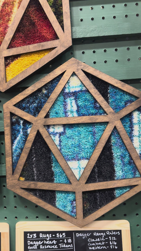 The "Roll With It" Handcrafted D20 Wall Medallion | Made with Reclaimed Rugs