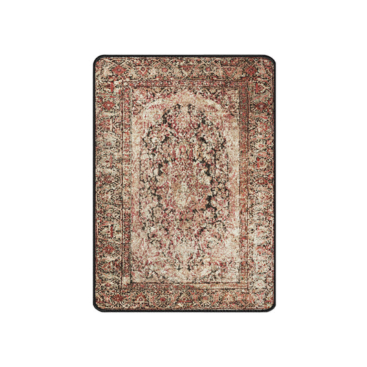 3x4 version of The Ravencourt Rug, small but striking with vintage reds, gothic florals, and parchment hues.