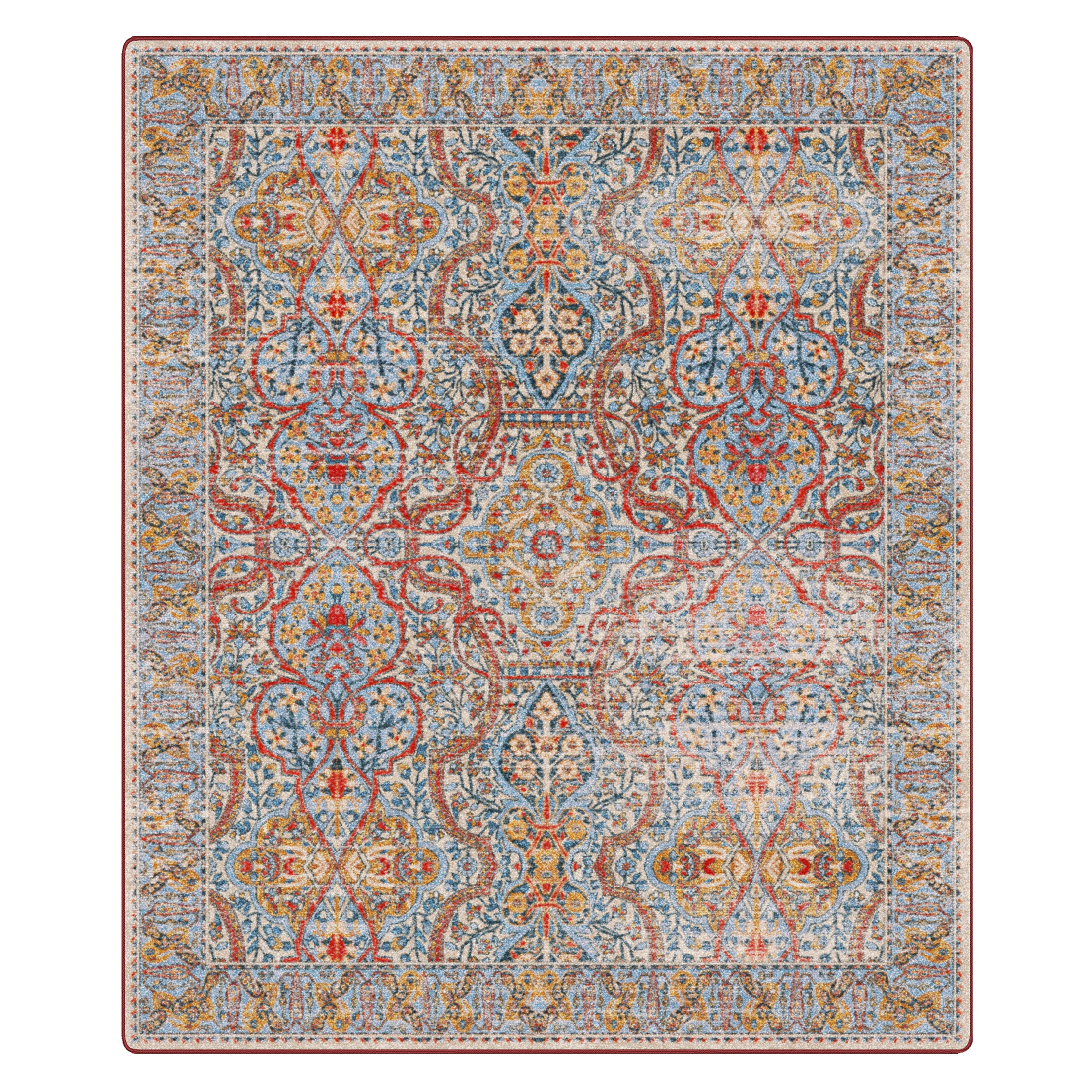 Oversized 11x13 Redreach Rug with a sweeping medallion layout and bold crimson and parchment tones