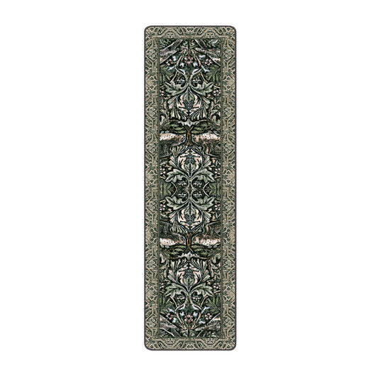 2x8 runner version of The Secret Garden rug with symmetrical garden pattern and woodland tones