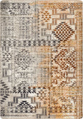 Load image into Gallery viewer, Patterned rug with geometric design in neutral colors for game rooms and fantasy spaces dnd inspired
