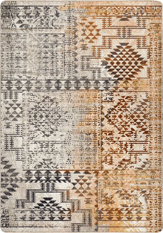 Patterned rug with geometric design in neutral colors for game rooms and fantasy spaces dnd inspired
