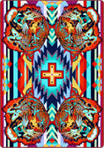Load image into Gallery viewer, Colorful rug with tiger design and geometric patterns
