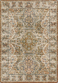 Load image into Gallery viewer, Decorative rug with intricate pattern on a brown background
