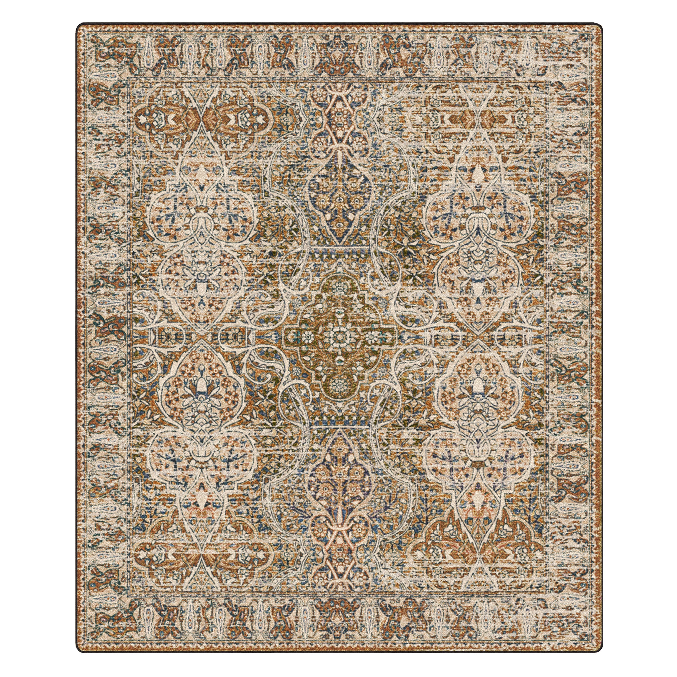 Patterned rug with intricate design on a white background