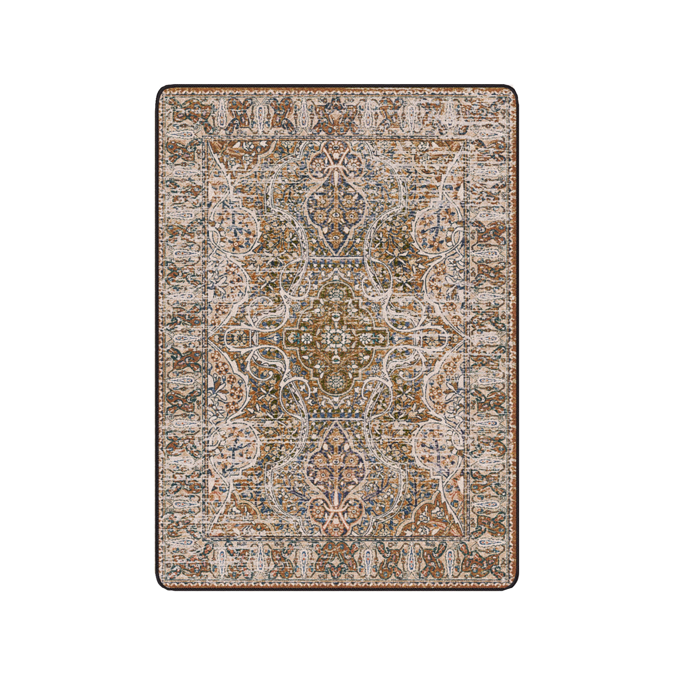 The Wildroot Rug in 4x5, showcasing woodland-inspired detailing in a compact layout with muted earthy hues