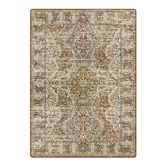 Decorative rug with intricate pattern on a white background
