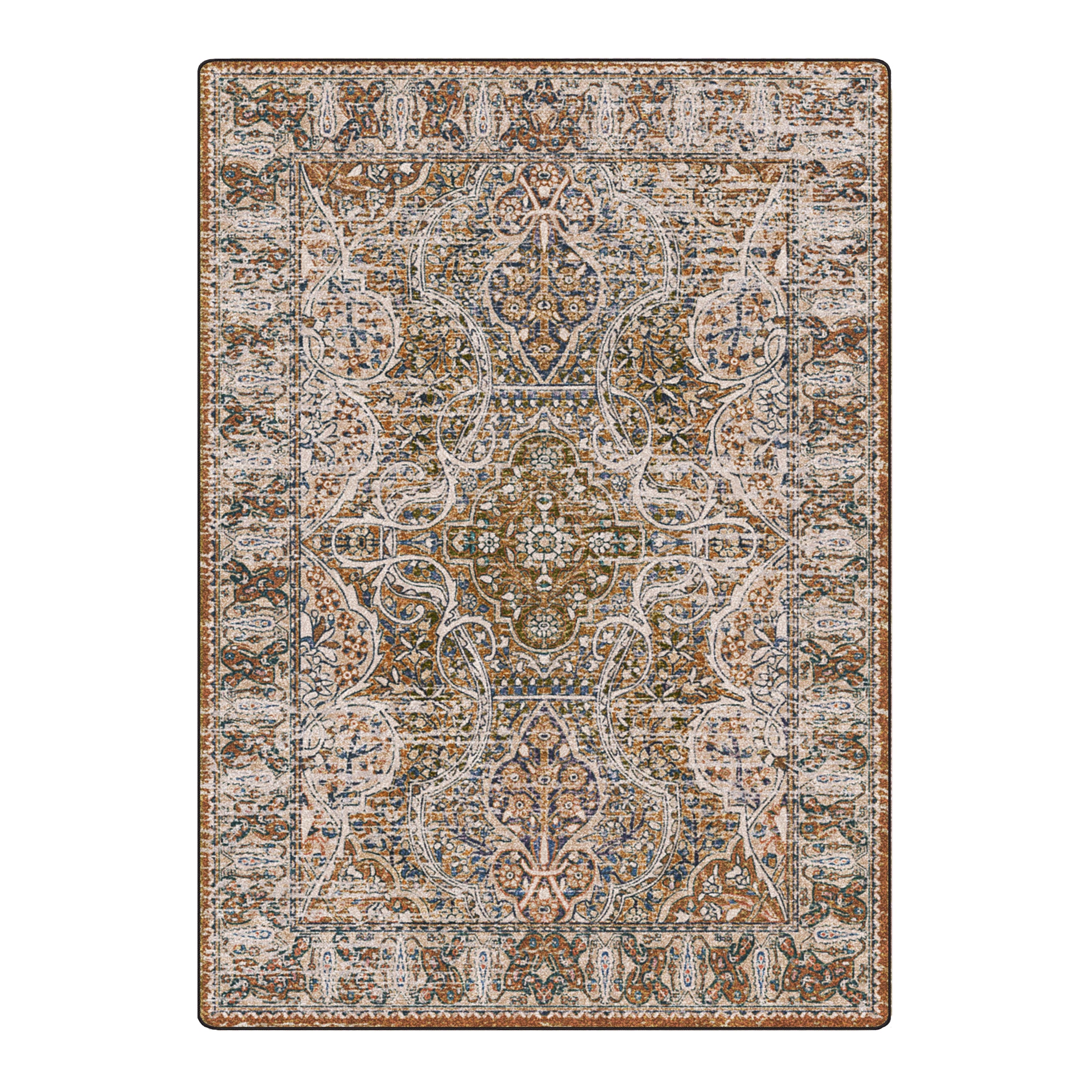 8x11 Wildroot Rug with an expanded root-and-vine pattern in a forest-inspired palette of ash, bark, and blue