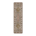 Load image into Gallery viewer, 2x8 runner of The Wildroot Rug with elongated bark-toned medallions and curling botanical designs
