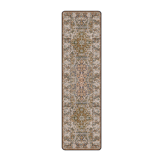 2x8 runner of The Wildroot Rug with elongated bark-toned medallions and curling botanical designs